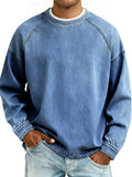 Men's Retro Fashion Distressed Crew Neck Long-Sleeve Loose Sweatshirt