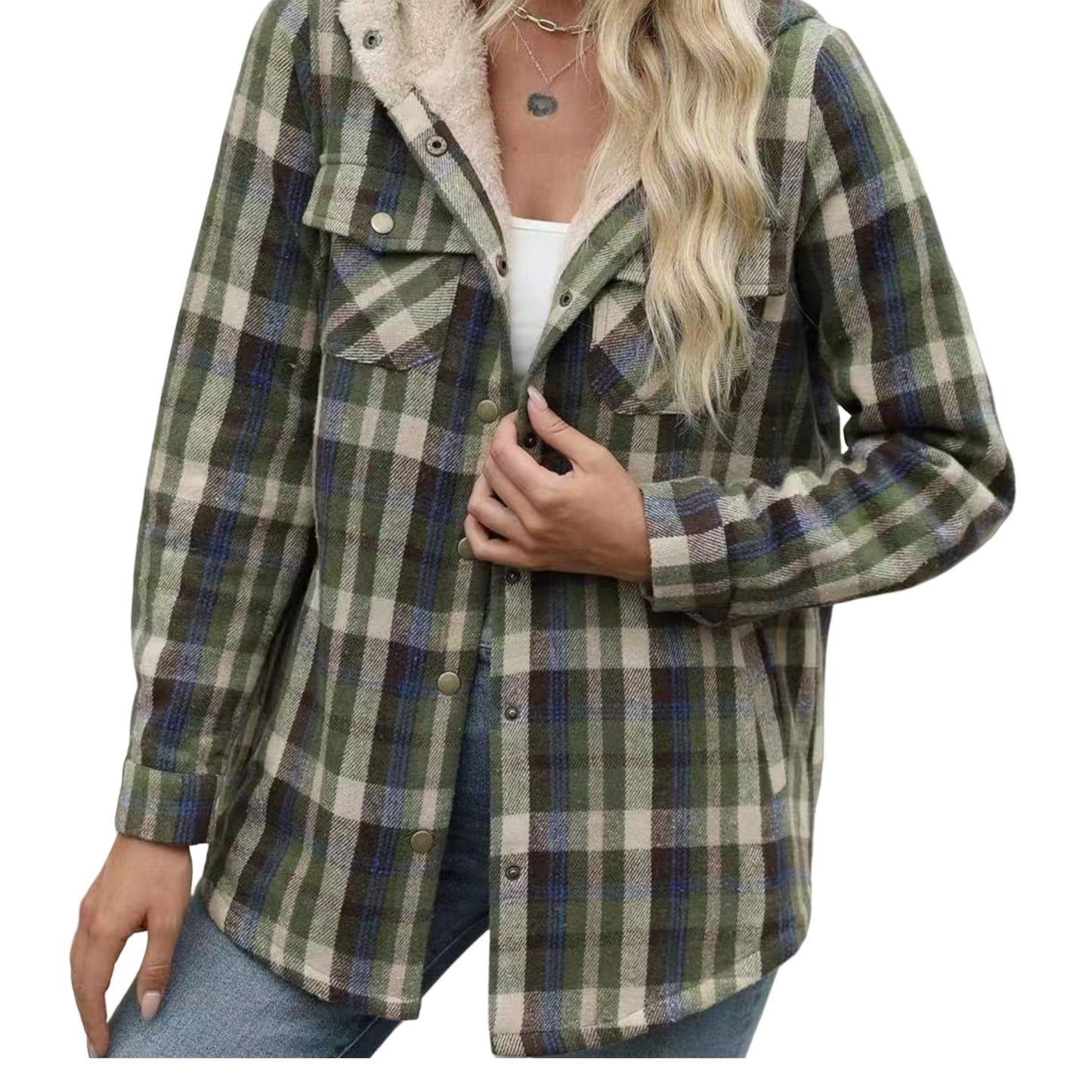 Winter Casual Plaid Hooded Wool Coat