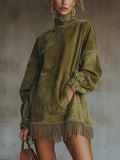 Urban Suede Effect Fringe Tunic