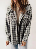 Winter Casual Plaid Hooded Wool Coat