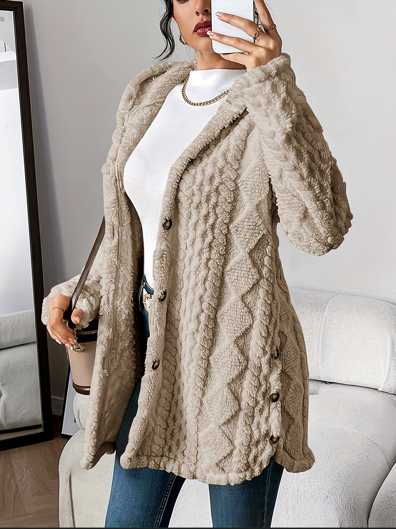 Plush Hooded Cardigan