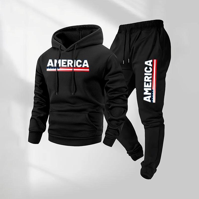 The America Urban Streetwear Fleece Tracksuit Set