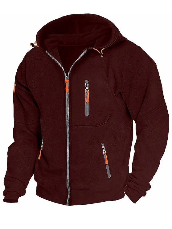 Men's Zipper Pocket Sports Outdoor Daily Casual Hoodies Sweatshirts