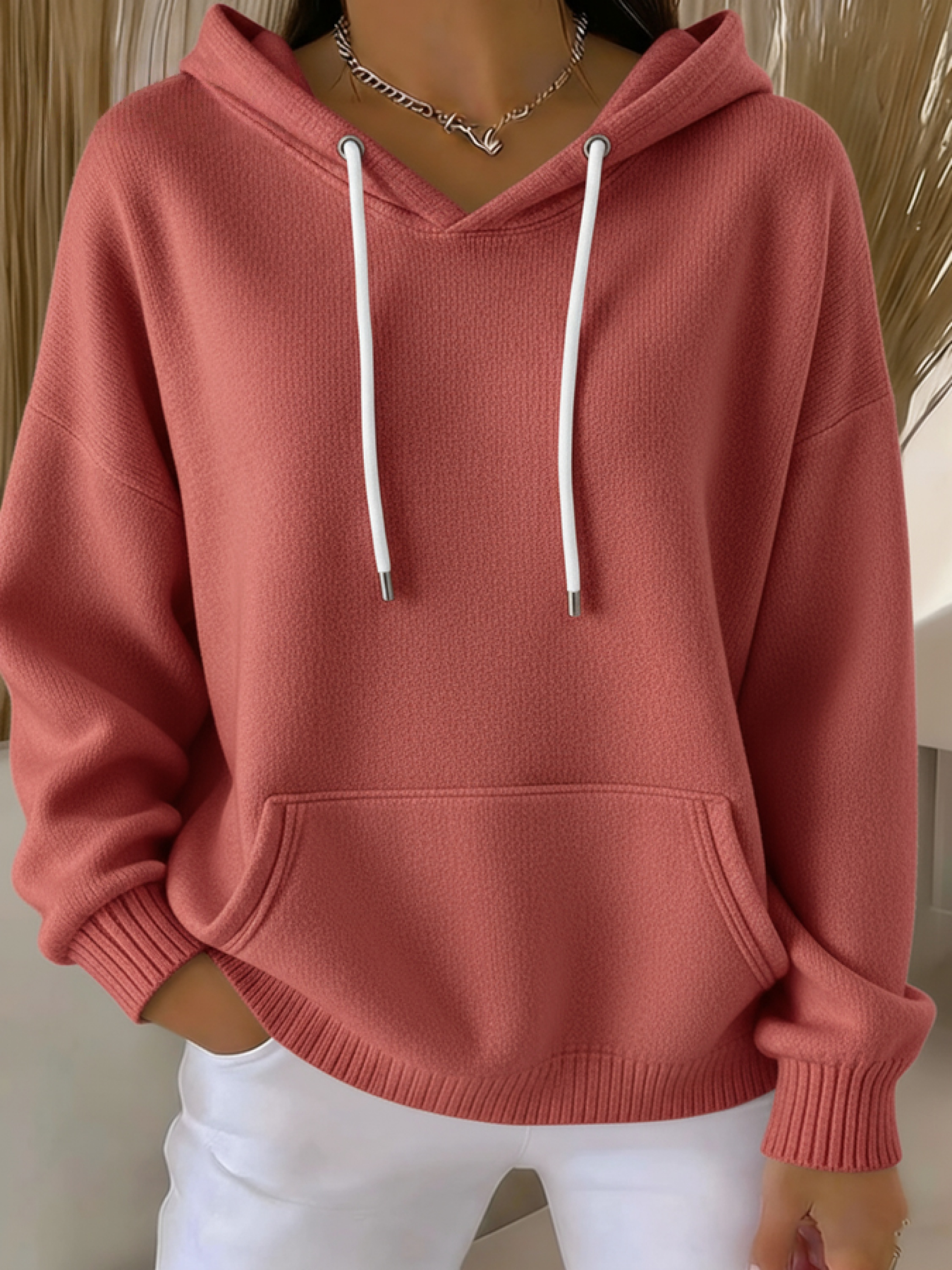 Women's Casual kint Jacquard Multicolor Hoodie