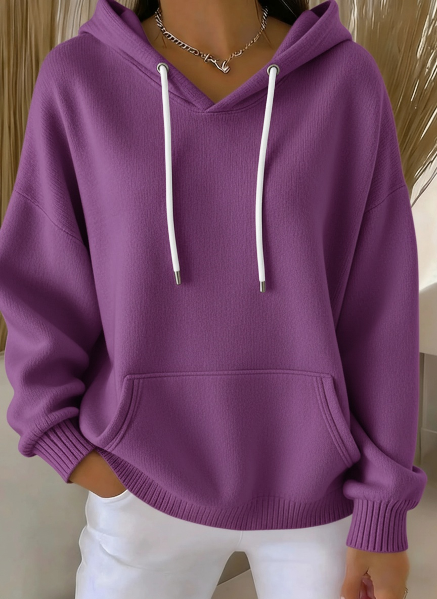 Women's Casual kint Jacquard Multicolor Hoodie