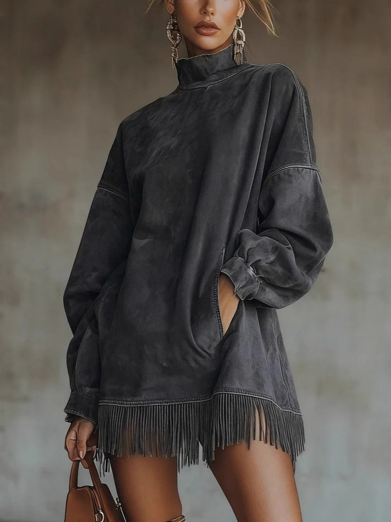 Urban Suede Effect Fringe Tunic