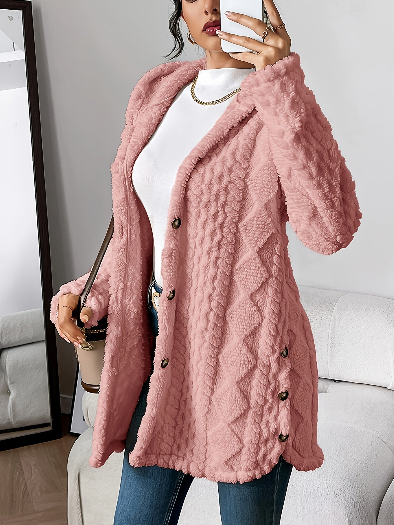 Plush Hooded Cardigan