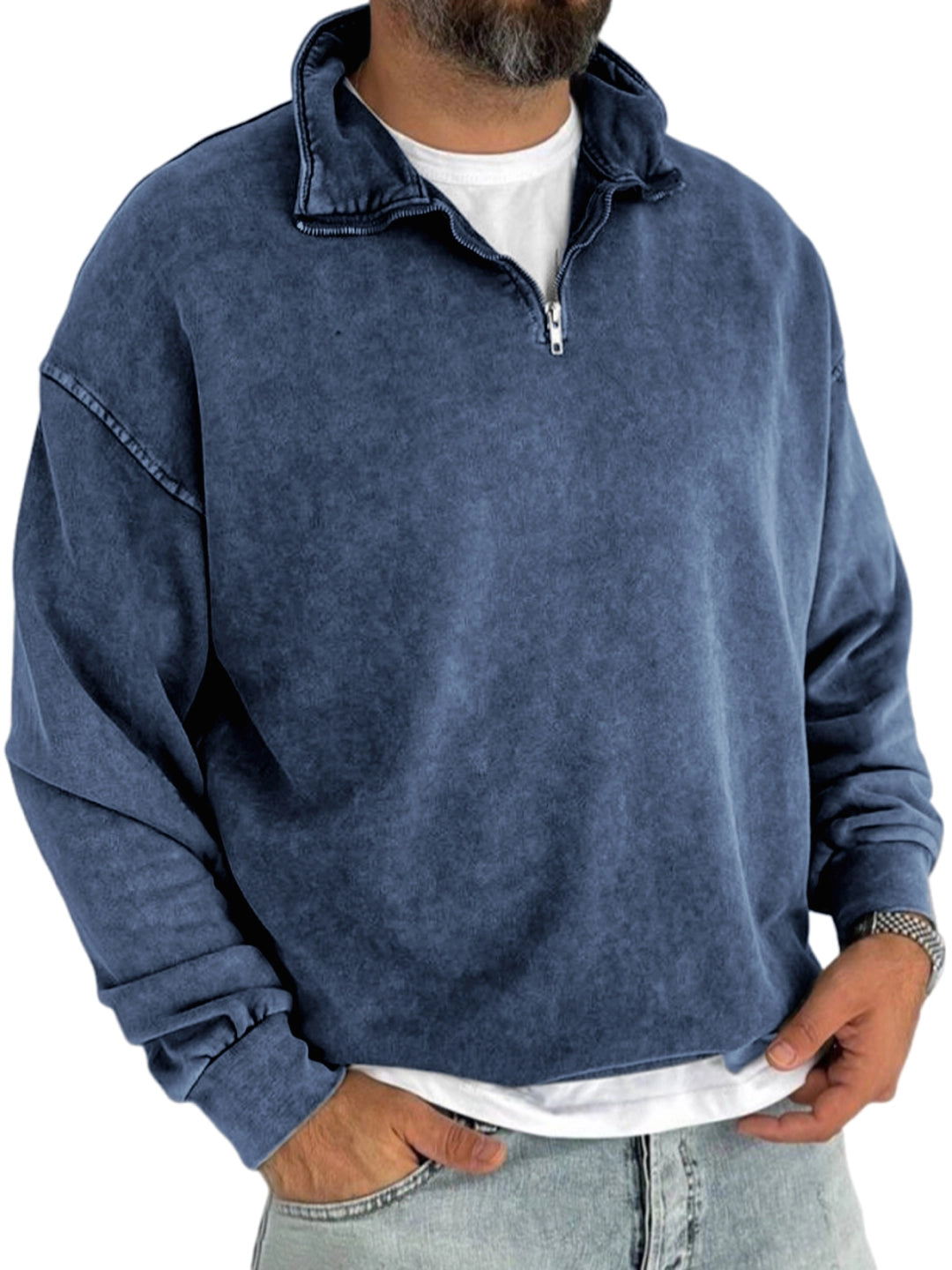 Men's Retro Half-zip Casual Everyday Sweatshirt