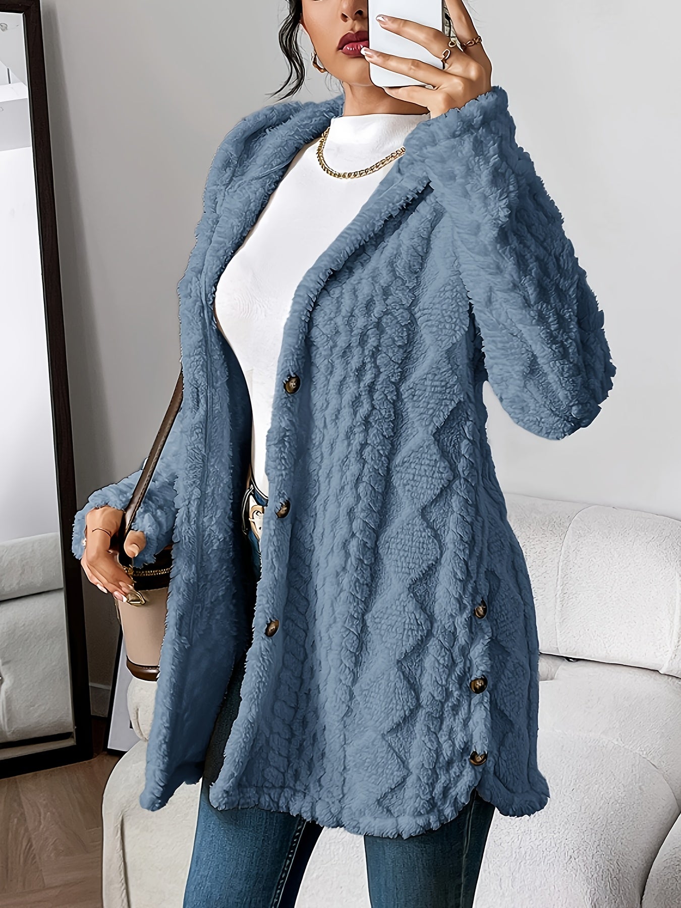 Plush Hooded Cardigan