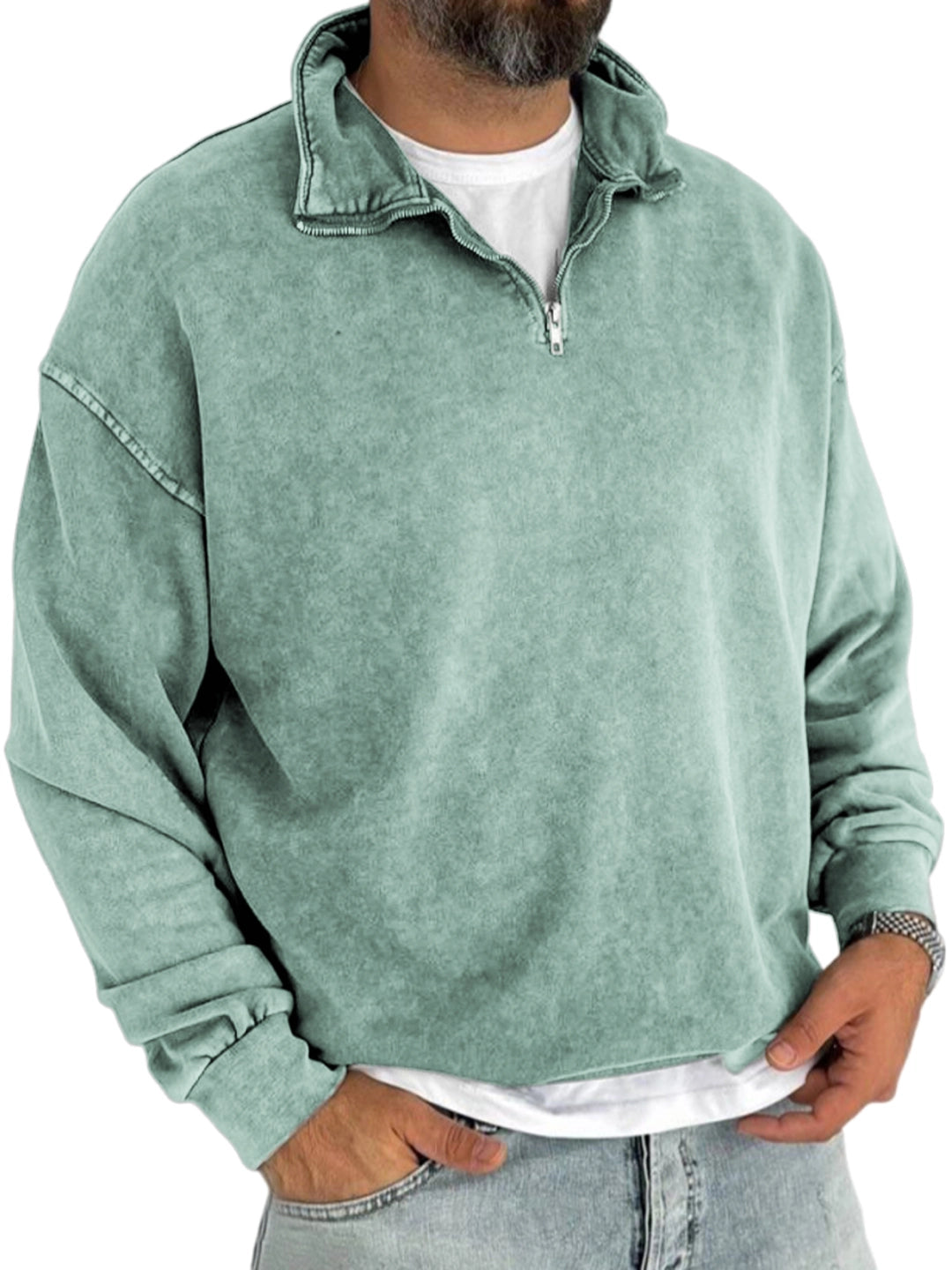Men's Retro Half-zip Casual Everyday Sweatshirt