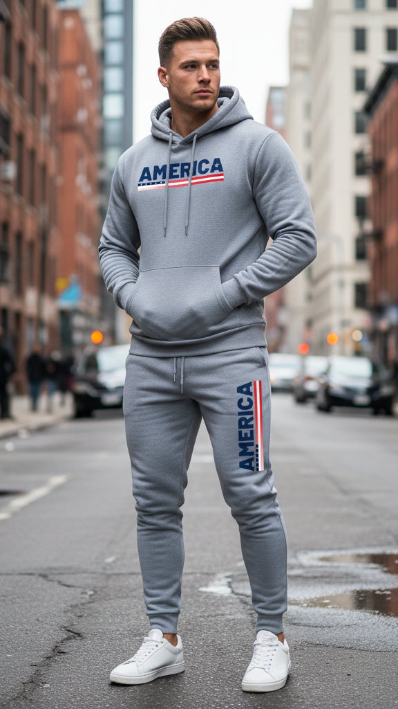 The America Urban Streetwear Fleece Tracksuit Set