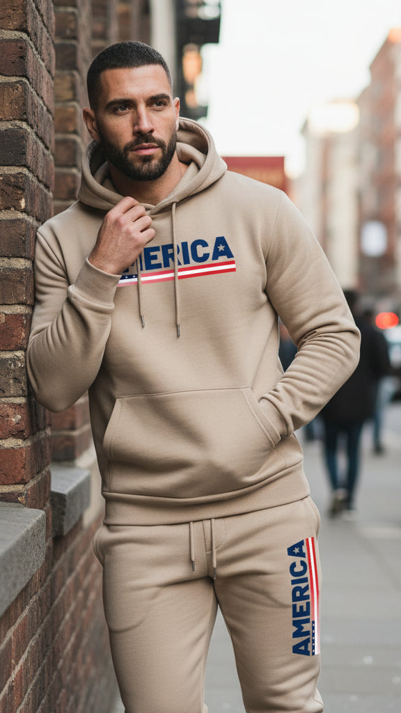 The America Urban Streetwear Fleece Tracksuit Set