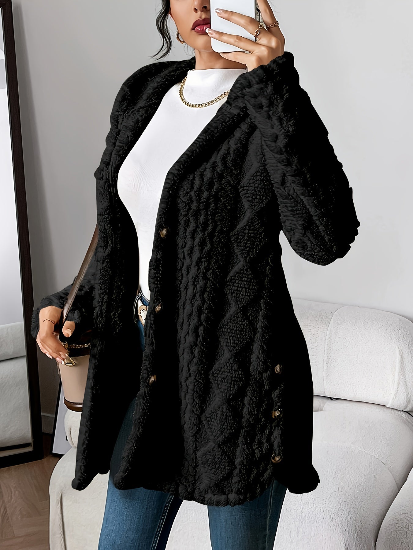Plush Hooded Cardigan
