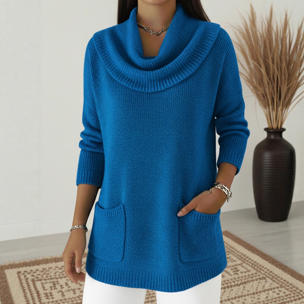 2026 New Women's Monochromatic Sweater with Pockets.