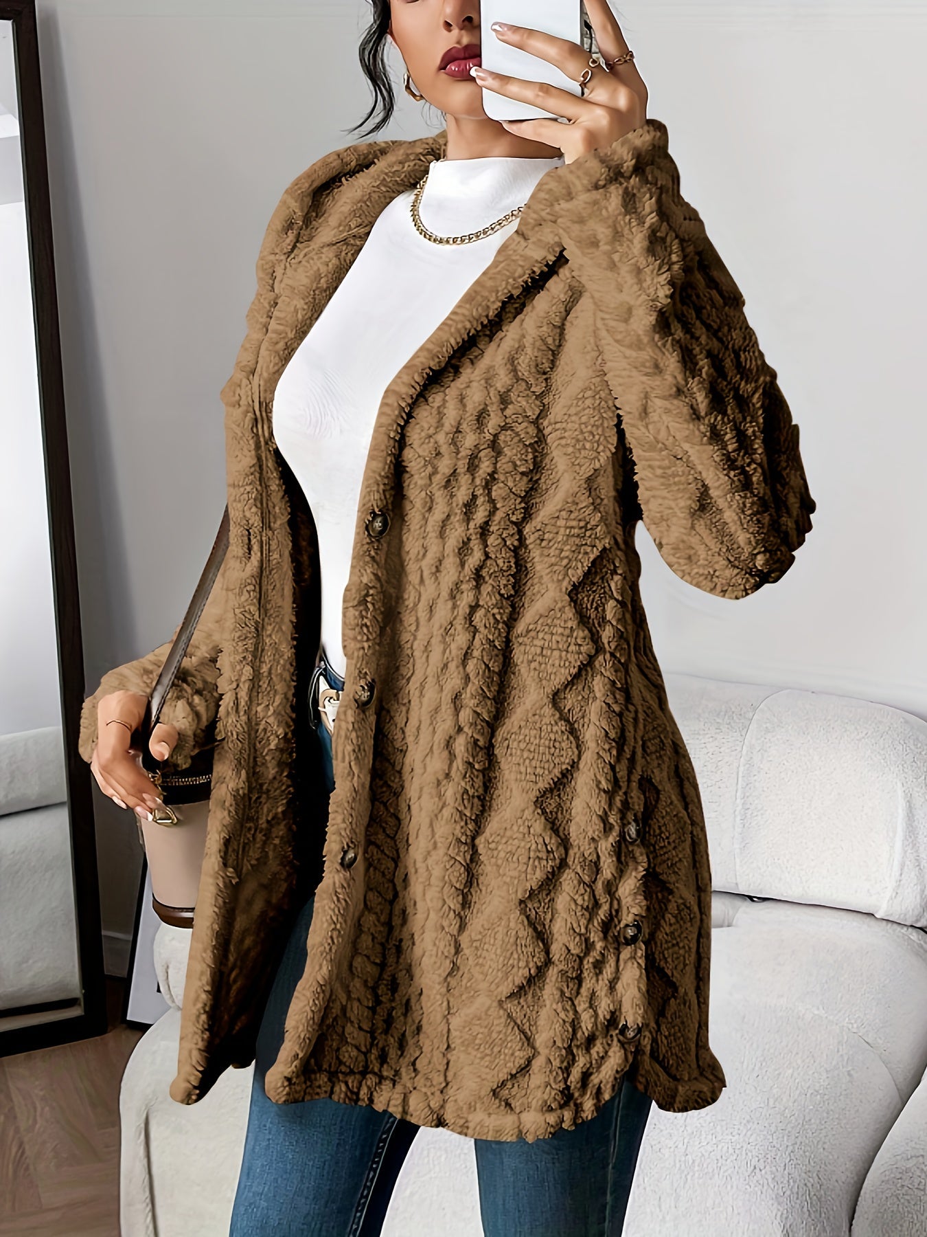 Plush Hooded Cardigan