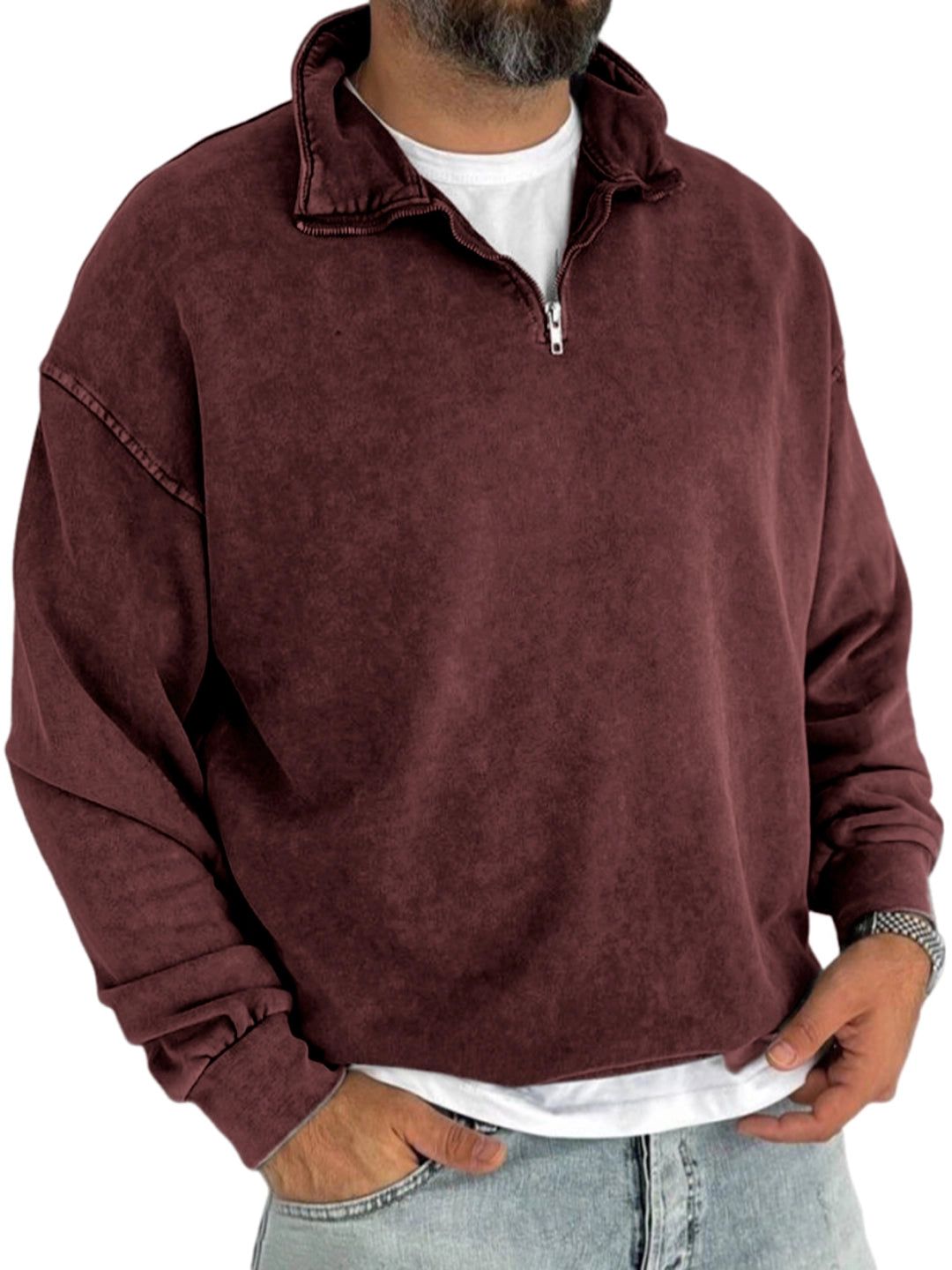 Men's Retro Half-zip Casual Everyday Sweatshirt