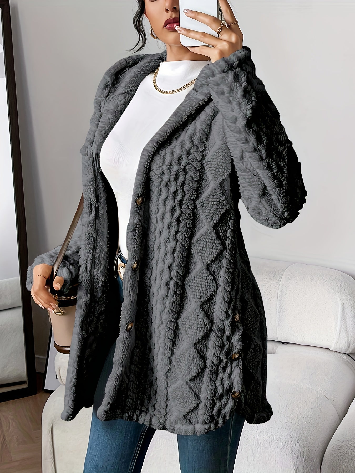 Plush Hooded Cardigan