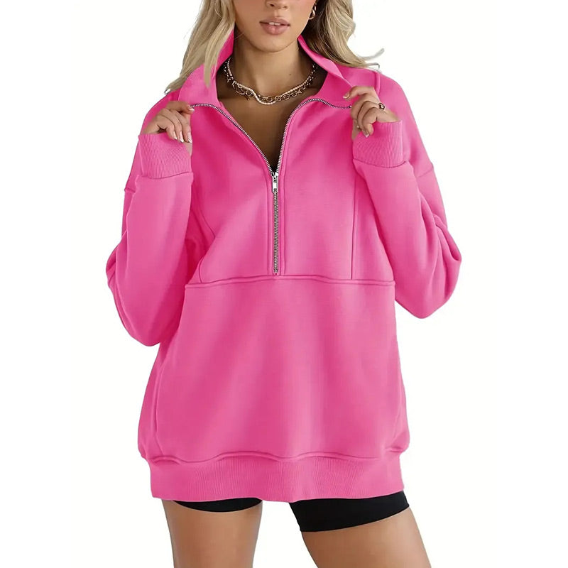 Women's Casual Lapel Half Zip Tops