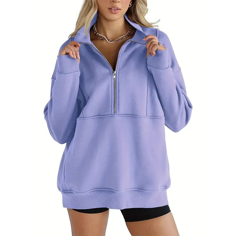 Women's Casual Lapel Half Zip Tops