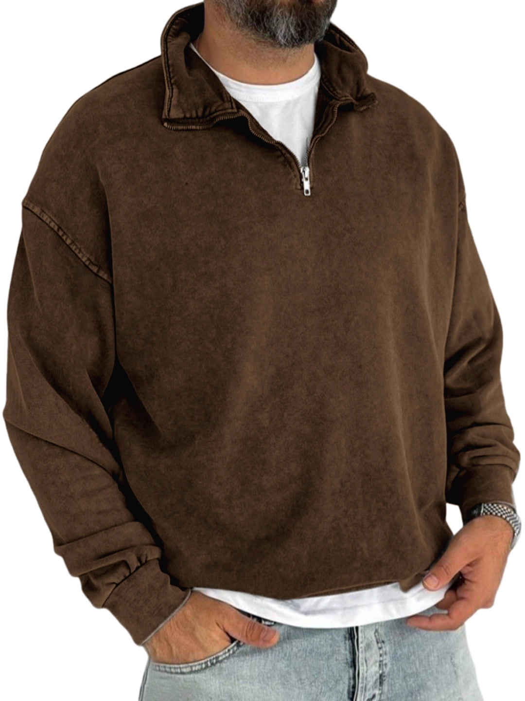 Men's Retro Half-zip Casual Everyday Sweatshirt
